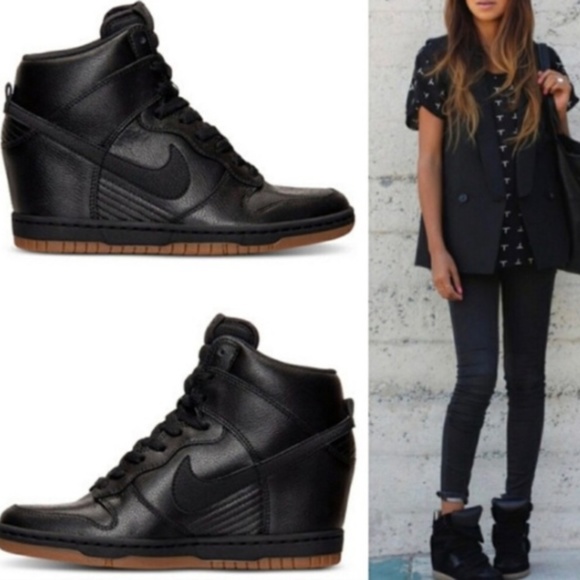 nike wedge sneakers black